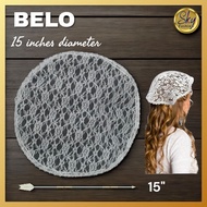 Belo Veil 13" & 15" diameter for Communion or Church Server / Lector White Lace Round