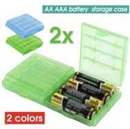 日本暢銷 - 2個裝 藍色+綠色 電池收納盒 適用AA/AAA電池保護盒 儲物盒