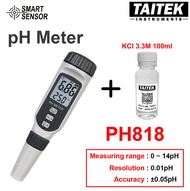 เครื่องวัดคุณภาพน้ำ pH Meter SMART SENSOR รุ่น PH818 คาริเบรท 3 points ค่า 4.00 6.86 9.18