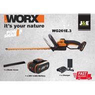 WORX WG261E POWERSHARE 20V 45CM CORDLESS HEDGE TRIMMER GRASS SHAPER FLOWER BRANCHES TRIMMING CUTTER