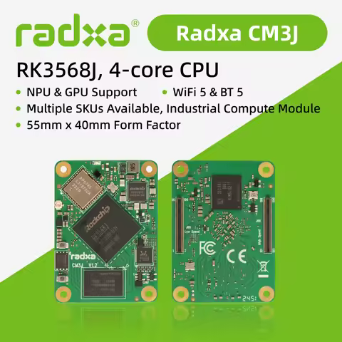 Radxa CM3J RK3568J 4-core CPU, NPU, 4K HDMI and 2x100-Pin B2B Connector, Industrial Compute Module,