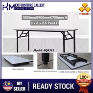 KM Furniture Gallery 3V Folding Table (2 X 6) OR (3 X 6) Heavy Duty Foldable Wood Top Banquet Table/