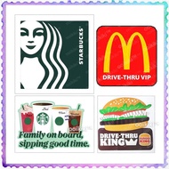 Starbucks Frappuccino BABE BOLD As Coffee FAMILY Burger King McD VIP Drive Thru Car Windscreen Windo