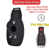 Silicone Key Case Cover 3 Button For Mercedes-Benz W203 W211 CLK C180 E200 AMG C E S Class Key Prote