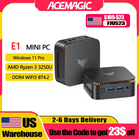 ACEMAGIC E1 Mini PC AMD Ryzen R3 3250U CPU 8G RAM 256GB ROM Compatible USB3.2 Win11Pro Desktop Porta