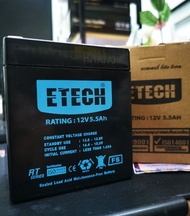 แบต Batt -Battery UPS 5.5Ah 12V แบตเครื่องสำรองไฟ ETECH -12V. 9.0 Ah / SIZE 12V. 5.5 Ah / 7 x 9 x10