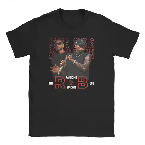 Raymond & Brown R&B Tour 2026 R&B Kings Usher Raymond Chris Brown T-Shirts Men Cotton T Shirt Short 