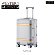 กระเป๋าเดินทาง รุ่น WESTERN ALUMINIUM [รับประกัน 3 ปี] อลูมิเนียมHigh-Gradeแท้100%ทั้งใบ แบรนด์ BAGG