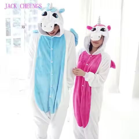 Pink Unicorn Kigurumi Onesies Adult Cosplay Pajamas Cartoon Animal Tenma Costume Unisex Pyjamas Blue