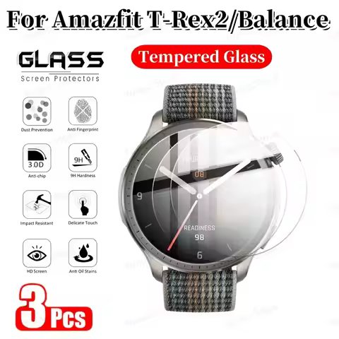 3Pcs Tempered Glass For Amazfit T-rex 2 Amazfit Balance HD Protective Glass Screen Protector For Ama
