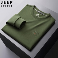 JEEP SPIRIT เสื้อสเวตเตอร์ผู้ชายเสื้อกันหนาวลำลองเสื้อแขนยาวคอกลมเสื้อกันหนาวระบายอากาศทรงหลวม