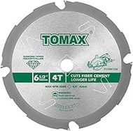 TOMAX PCDM61204 6-1/2 Inch 4 Tooth Polycrystalline Diamond Tipped (PCD) Hardie Fiber Cement Saw Blad