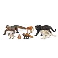Wild Life Realistic Asian Animal Figurine Set - 7-Piece Jungle Animals Playset with Multicolor Anima