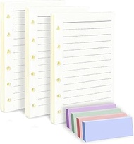(Set of 270 Sheets) A7 Lined Paper with Label Sticker, Mini Binder Refills, 6-Hole Loose Leaf Paper