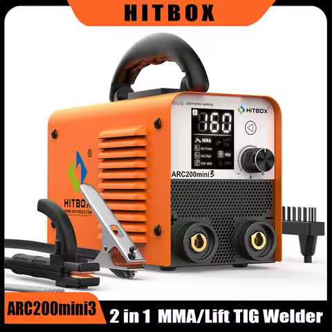 HITBOX ARC200 Ultra Mini Stick Welder 2 in 1 MMA/Lift TIG Welding Machine IGBT Inverter LED Digital 