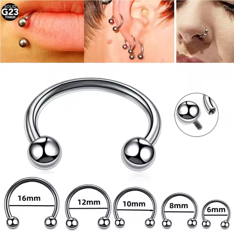 1/10pcs Titanium 18G 16G 14G Ball Horseshoe Rings Helix Tragus Earring Nose Lip Rings Circular Septu