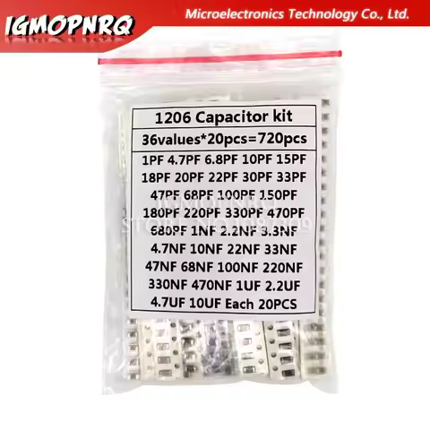 36Values 1pF-10uF Electronic Capacitor set 1206 SMD Ceramic Capacitor assortment kit 22PF 47PF 22NF 
