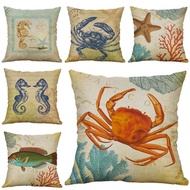Marine animal Sea Horse Cotton Linen Throw Pillow Case Ocean Decorative Pillows For Sofa Seat Cushio