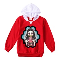 [In Stock] Demon Slayer Hoodies Cotton Blend Cartoon Fashion Anime Children Hoodies Boys Girls Girl's Autumn Kids Clothing Long Sleeves