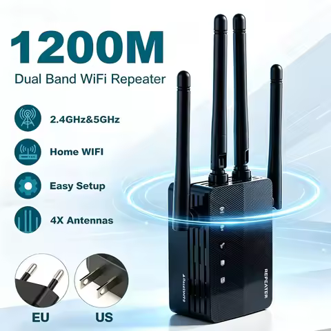 1200Mbps 5Ghz WiFi Repeater Dual Band 2.4G&5GHz Wireless Extender WiFi Booster WiFi Amplifier Long R
