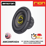 AMERON AMCOMP26D4 10" (25cm) Carbon Fiber Cone Dual 4-Ohm Subwoofer.  [ RION MARKETING ]