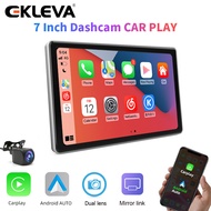 EKLEVA 7 inch 4K Car DVR Wireless Apple CarPlay Android Auto AUX Dash Cam GPS Bluetooth Rearview Camera Video Recorder Dashboard