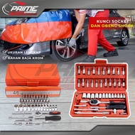 46 Pcs 1/4" Socket Wrench + Screwdriver Shock Tool Kit Set