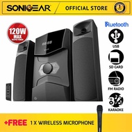 SonicGear Evo 9 BTMI Bluetooth Multimedia Speaker with USB， SD Card， Radio Free Wireless Mic (120 Wa