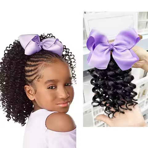 Kids Ponytail Hair Extension 6 8 Inch 10inches Curly Ponytail Kids En Gros Kids Synthetic Ponytail E