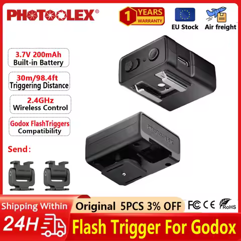 PHOTOOLEX Flash Trigger Wireless Flash Emitter Trigger Receiver Set For Godox Flash Canon Nikon Sony