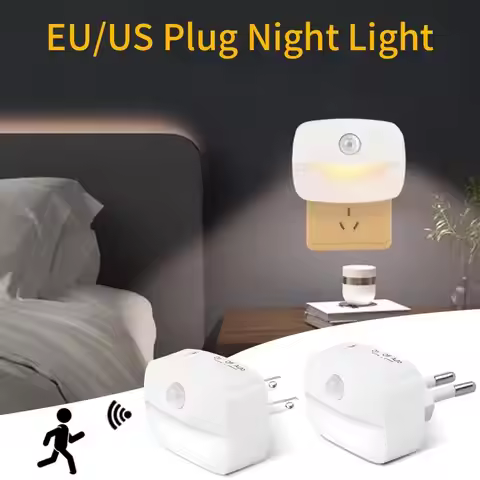 1/2/4pcs LED Night Light US EU Plug in Motion Sensor Light 220V 110V Wall Lamp for Home Hallway Stai