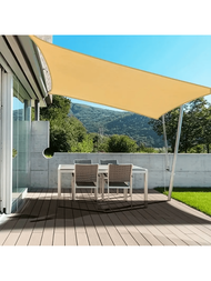 1片矩形遮陽帆透氣遮陽天篷和遮陽網,適用於陽台、車庫、庭院、後院、游泳池、草坪、戶外活動