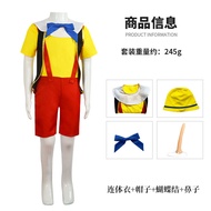 2023 Movie Pinocchio Cos Costume Long Nose Pinocchio Cosplay Halloween Children Performance Costume
