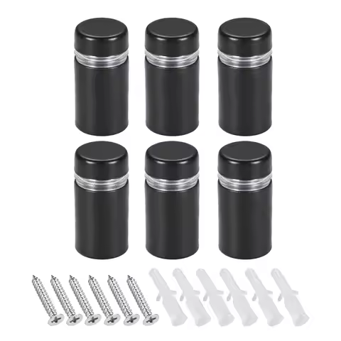 Uxcell 6Set Standoff Screws Wall Mount Sign Holder Acrylic Glass Nails Black with Screws 12x23mm/12x