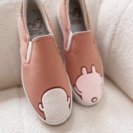 Paidal x卡娜赫拉的小動物背影P助與粉紅兔兔休閒鞋懶人鞋-珊瑚粉