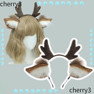 CHERRY Reindeer Antler Headband, Plush Deer Ears Festival Decorations Head Hoop, Unisex Cute Party H