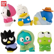 Sanrio Jacket with Hat Figures Anime Bad Badtz Maru Hangyodon Tuxedosam Gashapon Pvc Action Figure Doll Ornaments for Kids