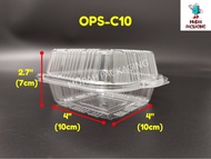 BENXON Kuih Container OPS C10 / 4" Burger Box with Lock (100pcs±) Bakery Disposable Plastic Clear