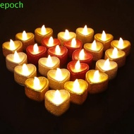 EPOCH 12Pcs Flameless Candles, Night Light Artificial Love Heart LED Candles, Romantic Battery-Power Glitter Heart-shaped Electronic Candle Christmas