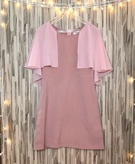 短裙小禮服 紗質袖擺 粉紅禮服 尾牙春酒 正式洋裝 連身裙 pink dress