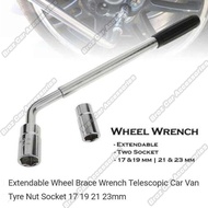 Heavy Duty L Shape Tyre Opener Extendable Wheel Brace Wrench Telescopic Car Van Tyre Nut Socket 17 19 21 23mm