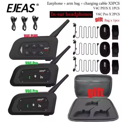 Football 3 Referee Intercom Headset 1200M EJEAS V4C PLUS +V6C PROx2 Soccer Full Duplex Bluetooth Con