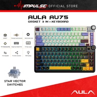 Aula AU75 RGB Tri-Mode Mechanical Keyboard 75% Black / Beige  - Star Vector - Hot-Swappable RGB, LED