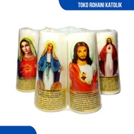 LILIN PRAYER CANDLE - 12 CM GLASS CATHOLIC PRAYER CANDLE/ ALTAR
