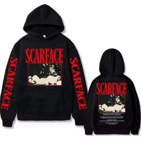 90s Retro Movie "Scarface" Tony Montana Hoodie Men's Casual Vintage Pullover Hip-Hop Style Unisex Sp