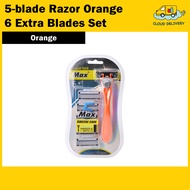 5-blade Razor Orange + 6 Extra Blades Set