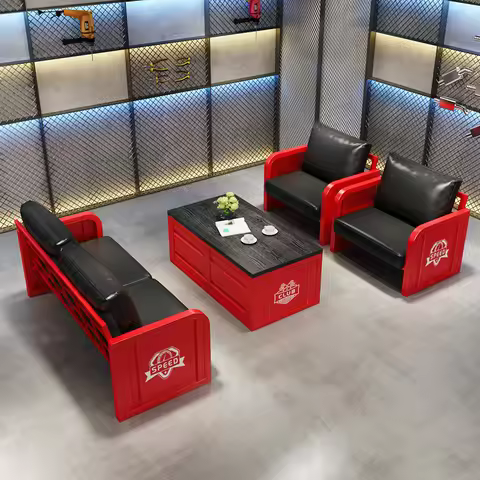 !@Industrial-Style Bistro Bar Reception Sofa Creative Table Chair Combination Backrest Card Holder f