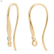 20pcs Brass Earring Hooks Ear Wire with Cubic Zirconia and Horizontal Loops Gold Plated 19.5x2x9.5mm Hole: 1mm 18 Gauge Pin: 1mm