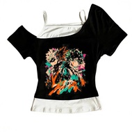 Bakugo Graphic Baddie Meme Crop Top - Grunge Party Goth Summer Style