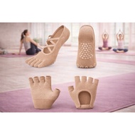 [NEW] 2 Pairs Yoga Gloves + Anti-Slip Socks for Pilates Yoga Premium Material for Finger Grip Gloves